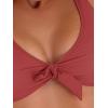 imageFloerns Womens 2 Piece Knot Front Solid Bra and High Waist Plaid Bottoms Bikini Swimsuit SetPink and White