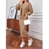 imageFloerns Womens 2 Piece Outfit Cami Bodycon Dress with Button Front Jacket SetKhaki