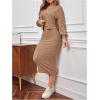 imageFloerns Womens 2 Piece Outfit Cami Bodycon Dress with Button Front Jacket SetKhaki