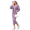 imageFloerns Womens 2 Piece Outfit Cami Bodycon Dress with Button Front Jacket SetMauve Purple