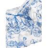 imageFloerns Womens 2 Piece Outfit Floral Print Tie Front Cami Top with Skirt SetBlue and White