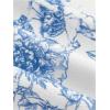 imageFloerns Womens 2 Piece Outfit Floral Print Tie Front Cami Top with Skirt SetBlue and White