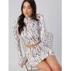 imageFloerns Womens 2 Piece Outfits Mock Neck Long Sleeve T Shirt Top and Skirt SetWhite Multi