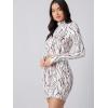 imageFloerns Womens 2 Piece Outfits Mock Neck Long Sleeve T Shirt Top and Skirt SetWhite Multi