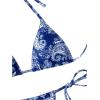 imageFloerns Womens 2 Piece Printed Halter Tie Side Triangle Bikini SwimsuitBlue and White