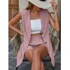 imageFloerns Womens 2 Piece Solid Double Breasted Vest Blazer with High Waist Shorts SetDusty Pink