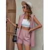 imageFloerns Womens 2 Piece Solid Double Breasted Vest Blazer with High Waist Shorts SetDusty Pink