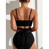imageFloerns Womens 2 Piece Strappy Bra and Criss Cross Cut Out High Waist Bottoms Bikini SetBlack
