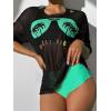 imageFloerns Womens 3 Piece Bathing Suit Tropical Print Bikini Swimsuit with Cover UpBlack