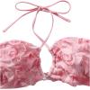 imageFloerns Womens Appliques Triangle Lettuce Trim Bikini Set Halter Wireless Bra and Tie Side Thong Swimsuit Set