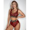 imageFloerns Womens Bathing Suit Leopard Mesh V Wired Two Piece Bikini SwimsuitRed Multi