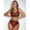 imageFloerns Womens Bathing Suit Leopard Mesh V Wired Two Piece Bikini SwimsuitRed Multi
