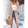 imageFloerns Womens Boho Striped Print Hollow Out Long Sleeve Fringe Trim Open Front Knit CardiganMulticolor