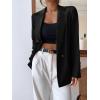 imageFloerns Womens Casual Work Office Open Front Striped BlazerBlack