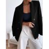 imageFloerns Womens Casual Work Office Open Front Striped BlazerBlack
