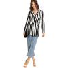 imageFloerns Womens Casual Work Office Open Front Striped BlazerBlack White