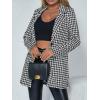 imageFloerns Womens Casual Work Office Open Front Striped BlazerBlack White Houndstooth