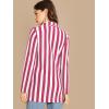 imageFloerns Womens Casual Work Office Open Front Striped BlazerHot Pink White