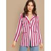 imageFloerns Womens Casual Work Office Open Front Striped BlazerHot Pink White
