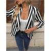 imageFloerns Womens Casual Work Office Open Front Striped BlazerInk Black White