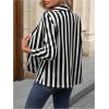 imageFloerns Womens Casual Work Office Open Front Striped BlazerInk Black White