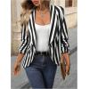 imageFloerns Womens Casual Work Office Open Front Striped BlazerInk Black White