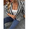 imageFloerns Womens Casual Work Office Open Front Striped BlazerInk Black White