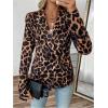 imageFloerns Womens Casual Work Office Open Front Striped BlazerKhaki Leopard