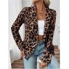 imageFloerns Womens Casual Work Office Open Front Striped BlazerKhaki Leopard