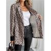 imageFloerns Womens Casual Work Office Open Front Striped BlazerLeopard