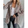 imageFloerns Womens Casual Work Office Open Front Striped BlazerLeopard