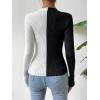 imageFloerns Womens Colorblock Ribbed Knit Button Front V Neck Long Sleeve Cardigan SweaterBlack and White