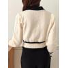 imageFloerns Womens Contrast Trim Long Sleeve Button Front V Neck CardiganApricot