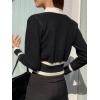 imageFloerns Womens Contrast Trim Long Sleeve Button Front V Neck CardiganBlack