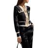imageFloerns Womens Contrast Trim Long Sleeve Button Front V Neck CardiganBlack