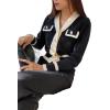 imageFloerns Womens Contrast Trim Long Sleeve Button Front V Neck CardiganBlack