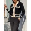 imageFloerns Womens Contrast Trim Long Sleeve Button Front V Neck CardiganBlack