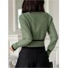 imageFloerns Womens Contrast Trim Long Sleeve Button Front V Neck CardiganGreen