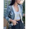 imageFloerns Womens Contrast Trim Long Sleeve Button Front V Neck CardiganLight Blue