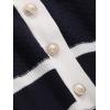 imageFloerns Womens Contrast Trim Long Sleeve Button Front V Neck CardiganNavy Blue