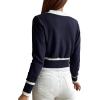 imageFloerns Womens Contrast Trim Long Sleeve Button Front V Neck CardiganNavy Blue