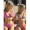 imageFloerns Womens Floral Print Halter Triangle Cheeky Thong 2 Piece Bikini SetsPink