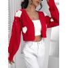 imageFloerns Womens Heart Pattern Drop Shoulder Long Sleeve Crop Sweater Duster CardiganRed
