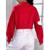 imageFloerns Womens Heart Pattern Drop Shoulder Long Sleeve Crop Sweater Duster CardiganRed