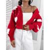 imageFloerns Womens Heart Pattern Drop Shoulder Long Sleeve Crop Sweater Duster CardiganRed