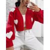 imageFloerns Womens Heart Pattern Drop Shoulder Long Sleeve Crop Sweater Duster CardiganRed