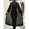 imageFloerns Womens Hollow Out Drop Shoulder 34 Sleeve Open Front Cardigan SweaterBlack