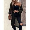 imageFloerns Womens Hollow Out Drop Shoulder 34 Sleeve Open Front Cardigan SweaterBlack