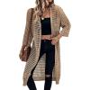 imageFloerns Womens Hollow Out Drop Shoulder 34 Sleeve Open Front Cardigan SweaterKhaki