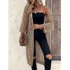 imageFloerns Womens Hollow Out Drop Shoulder 34 Sleeve Open Front Cardigan SweaterKhaki